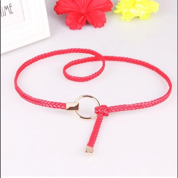 PU Leather Circle Tie Belt Set of 2 - Picture 3 of 3